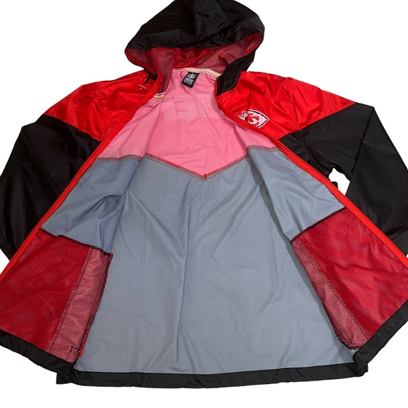 Kansas City Chiefs NFL Rain Jacket Windbreaker Full Zip Black Red - Picture 3 of 13